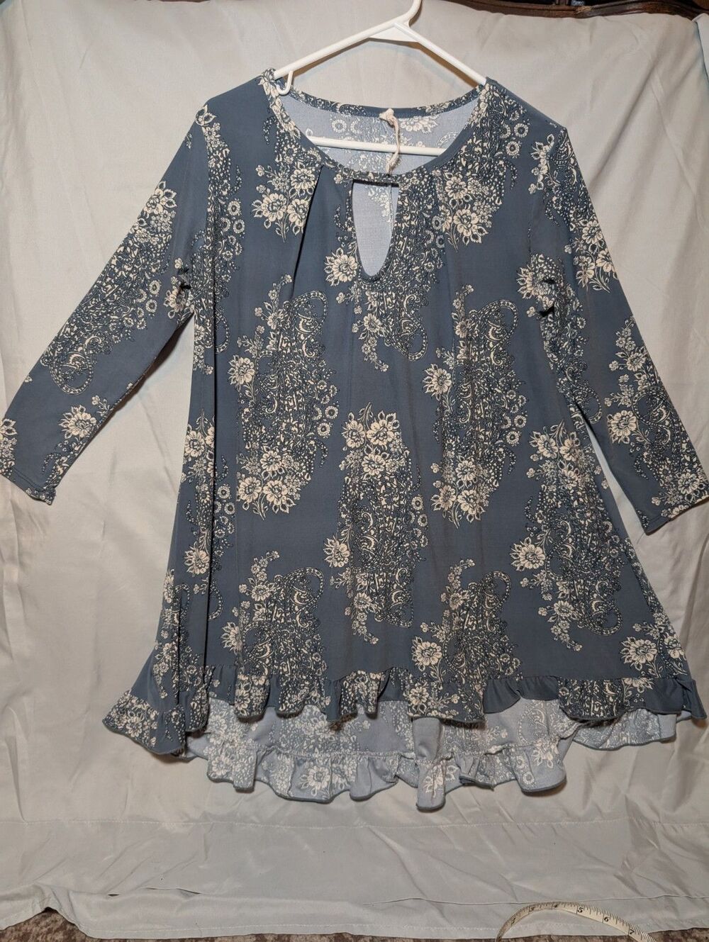 Pink Blush Blouse Curved Neckline, Size Small